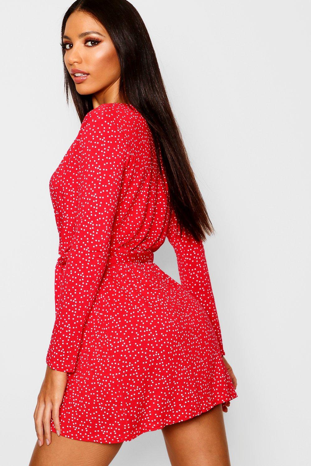 boohoo star wrap dress