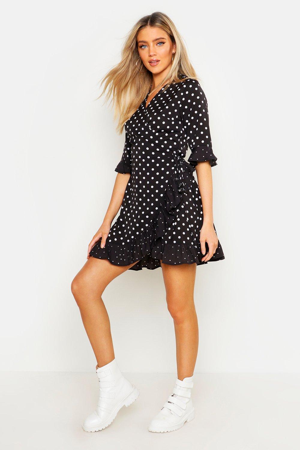 polka dot wrap around dress