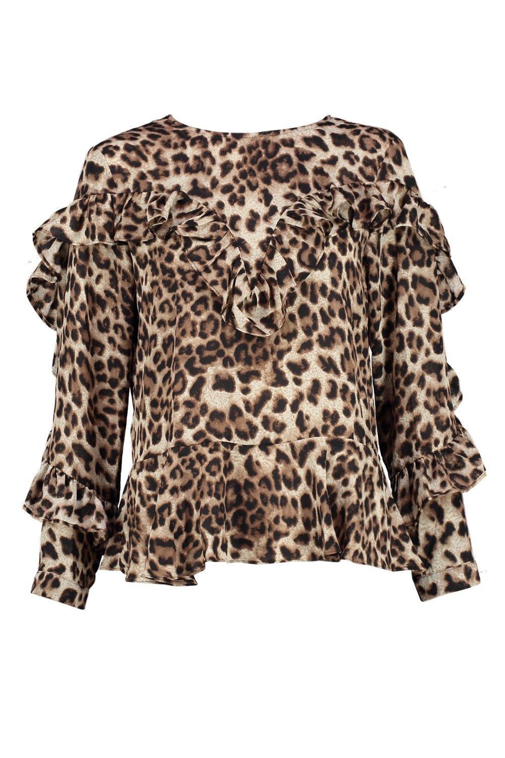 leopard print ruffle blouse