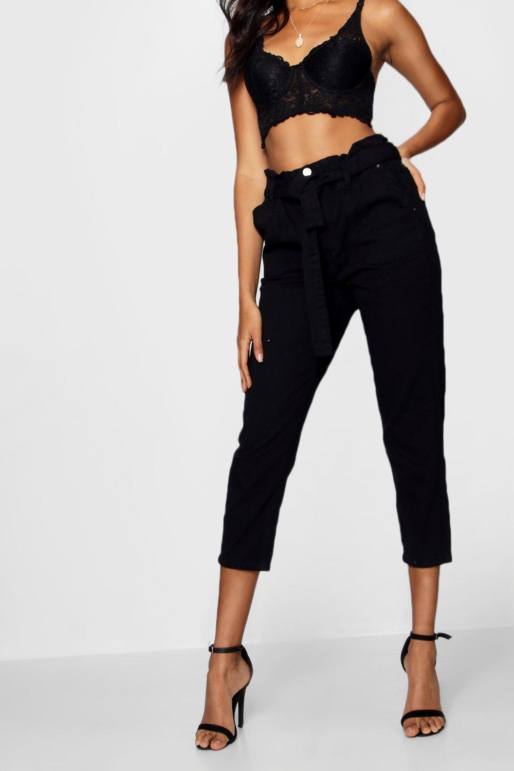 black paperbag waist jeans