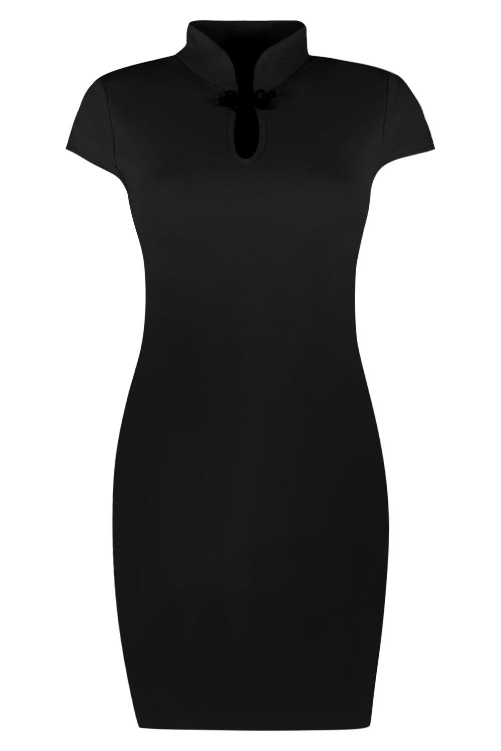 Mandarin collar shop black dress