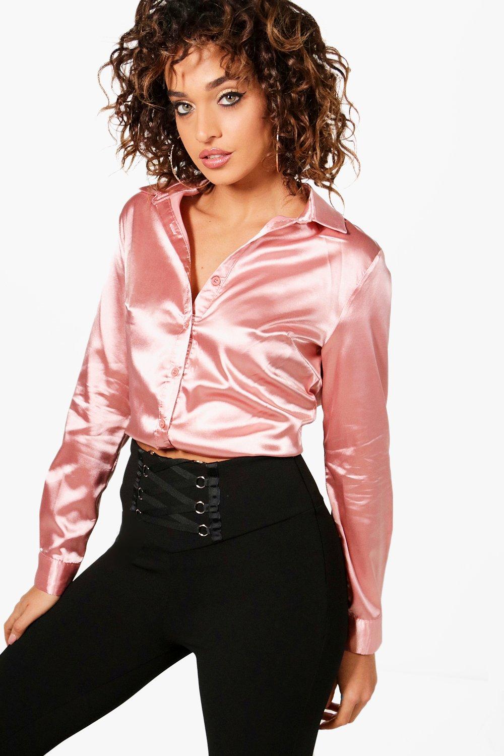 satin tops boohoo
