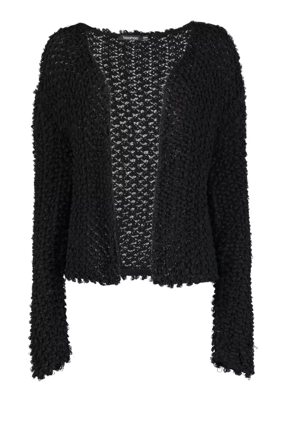 Black shaggy knit cardigan shop