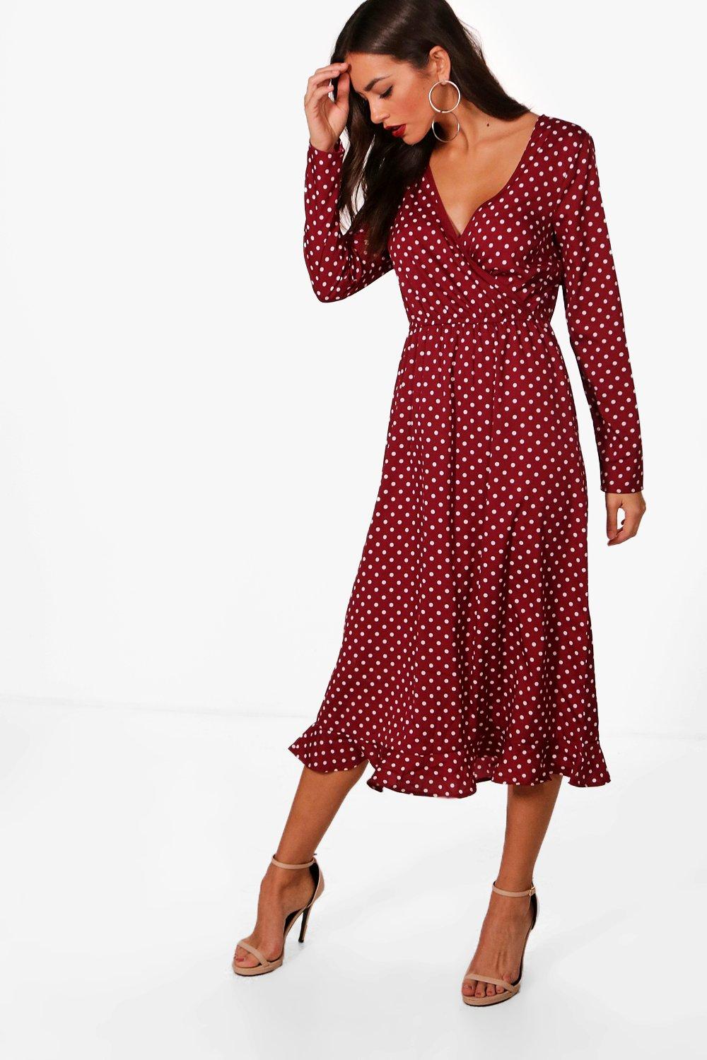 polka dot midi tea dress