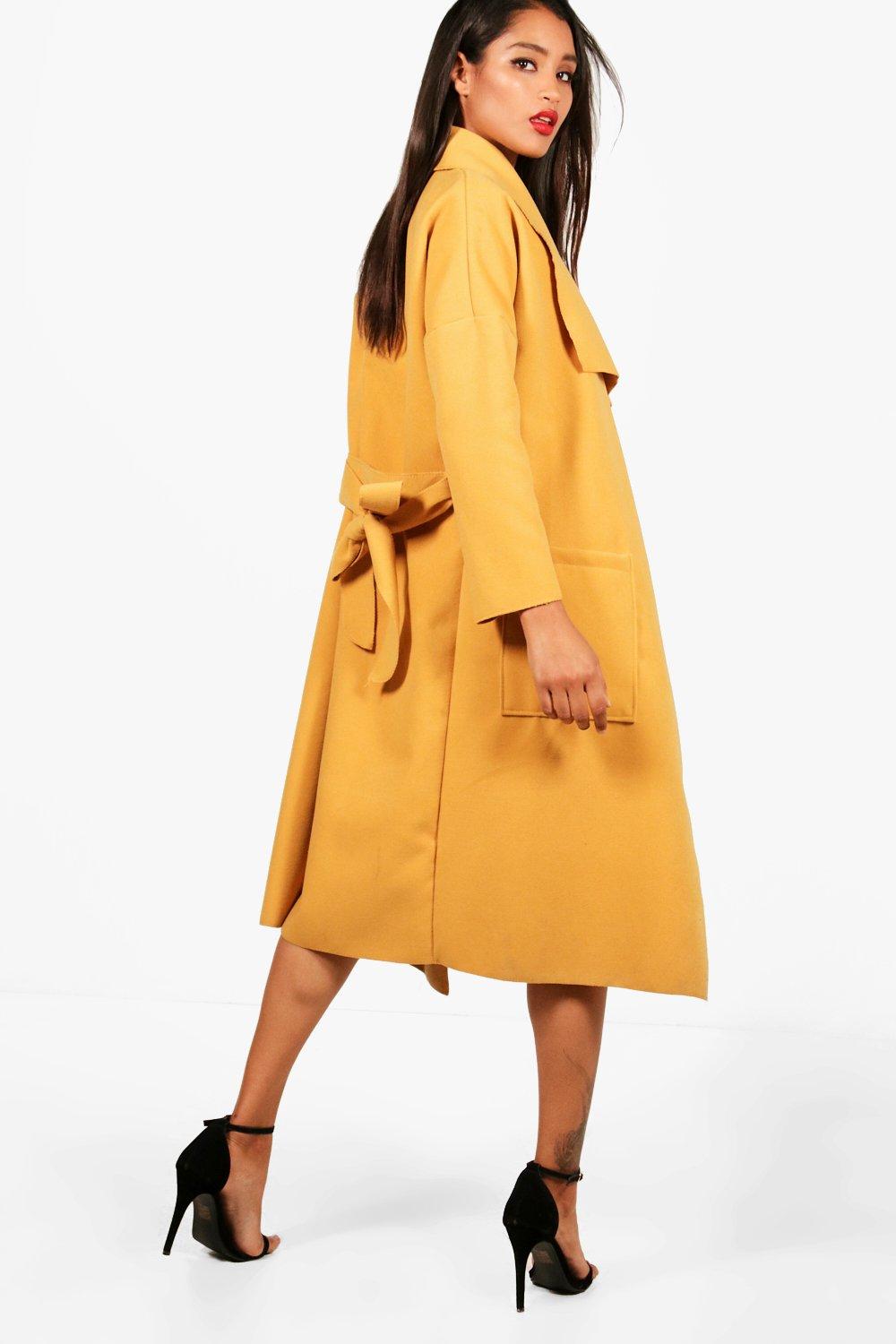 Belted waterfall outlet coat boohoo