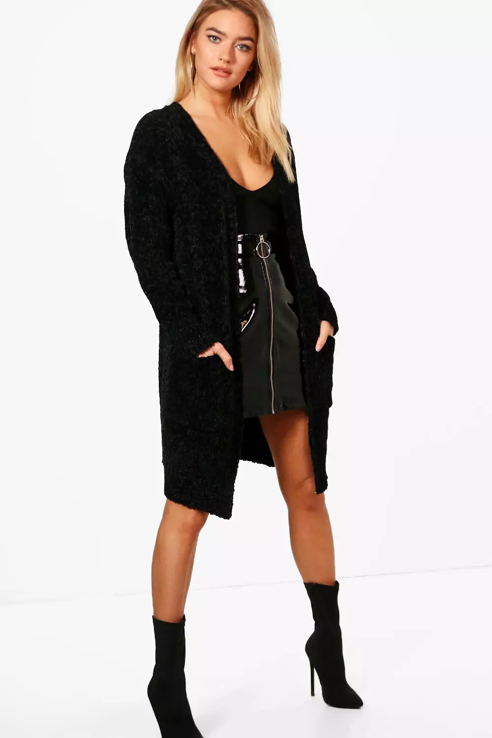 Chenille longline cardigan hotsell