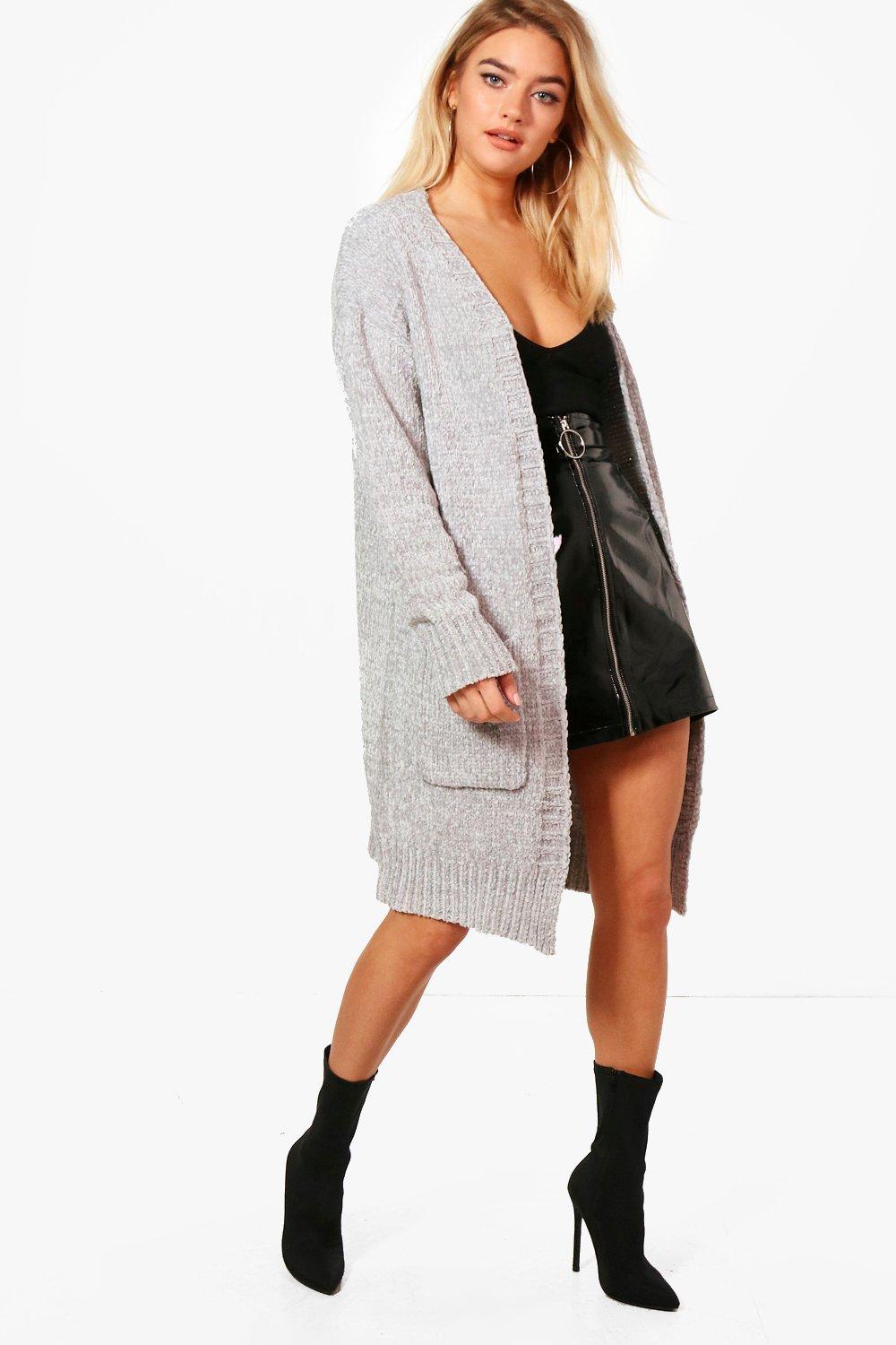 chenille longline cardigan