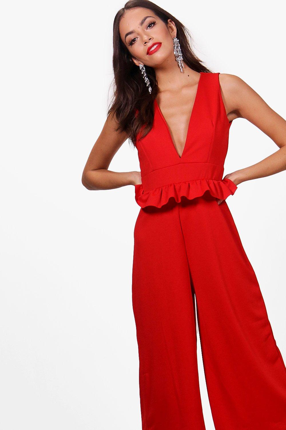 boohoo ruffle jumpsuit