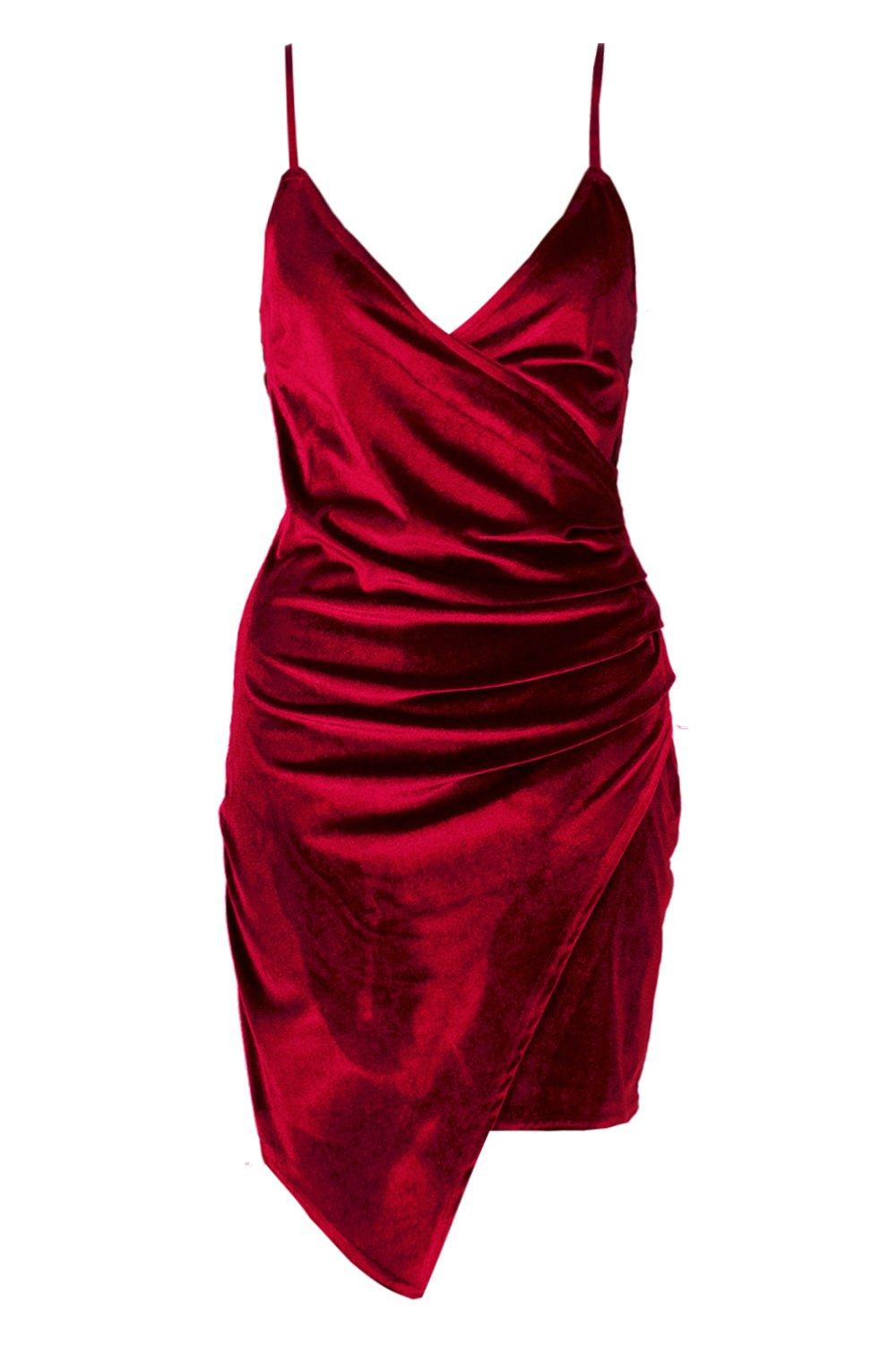 boohoo red velvet dress