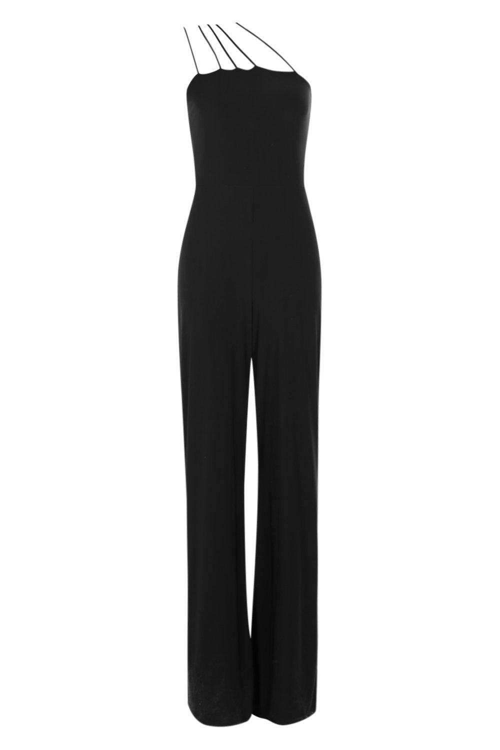 Strappy One Shoulder Wide Leg Jumpsuit