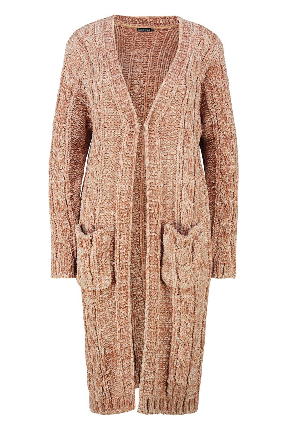 Maxi Cable Chenille Cardigan boohoo