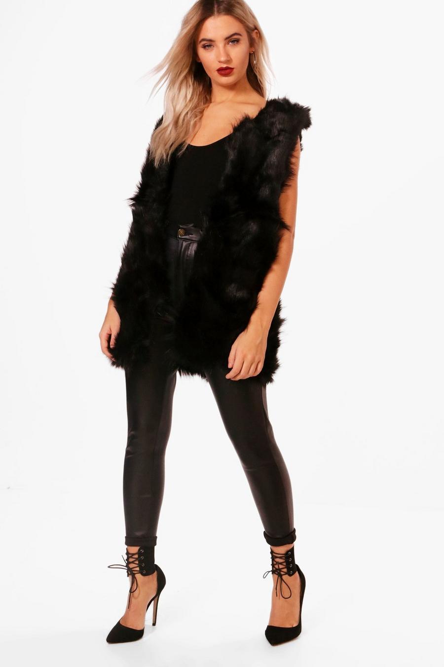 Boutique Faux Fur Gilet, Black image number 1