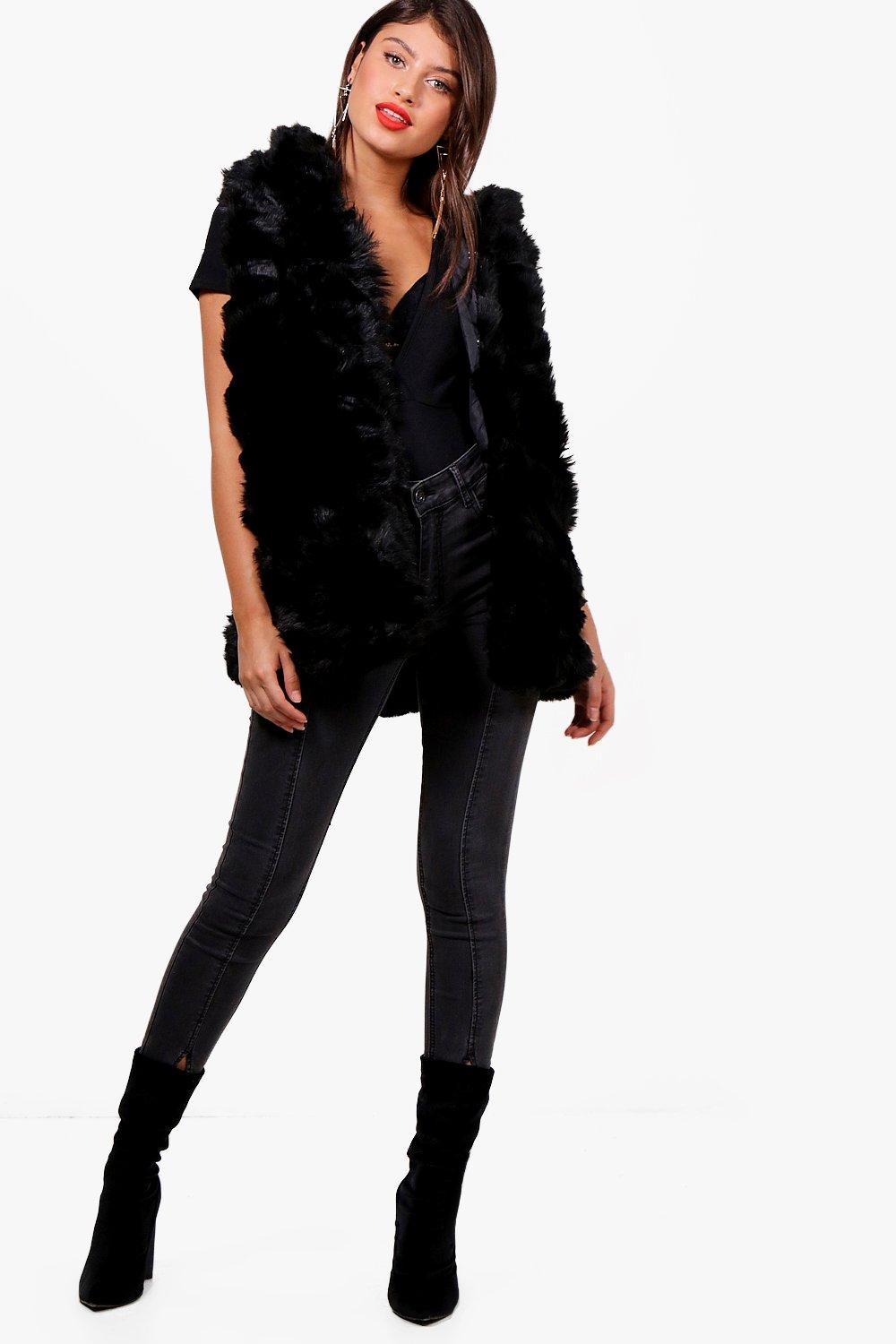 black fur gilet boohoo