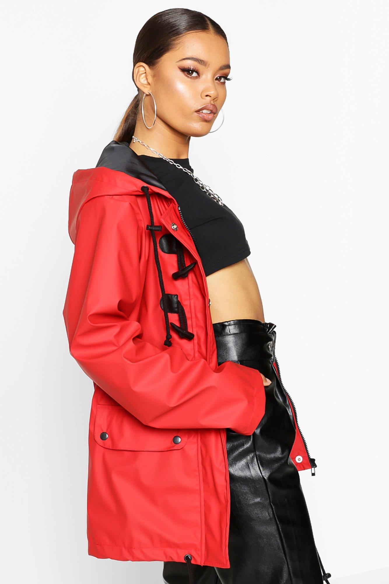 Boohoo rubberised rain on sale mac