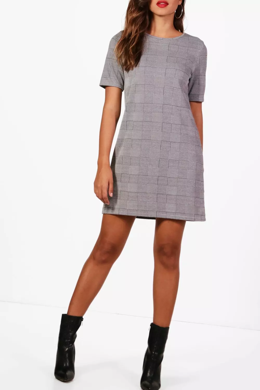 Grey check hotsell shift dress