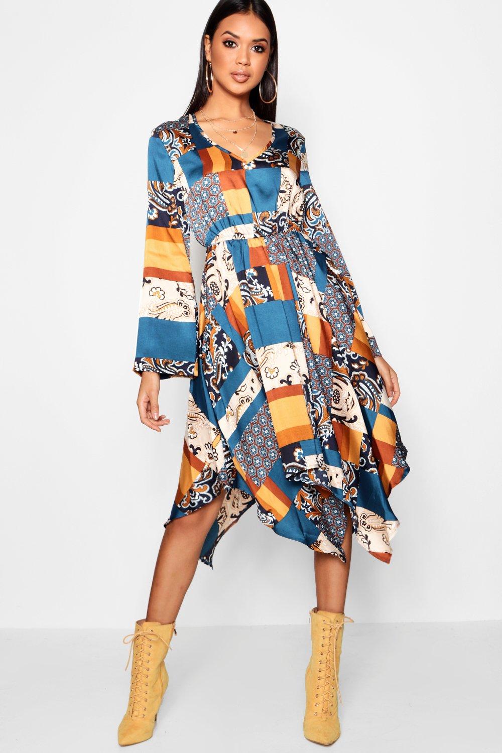 boohoo scarf print dress