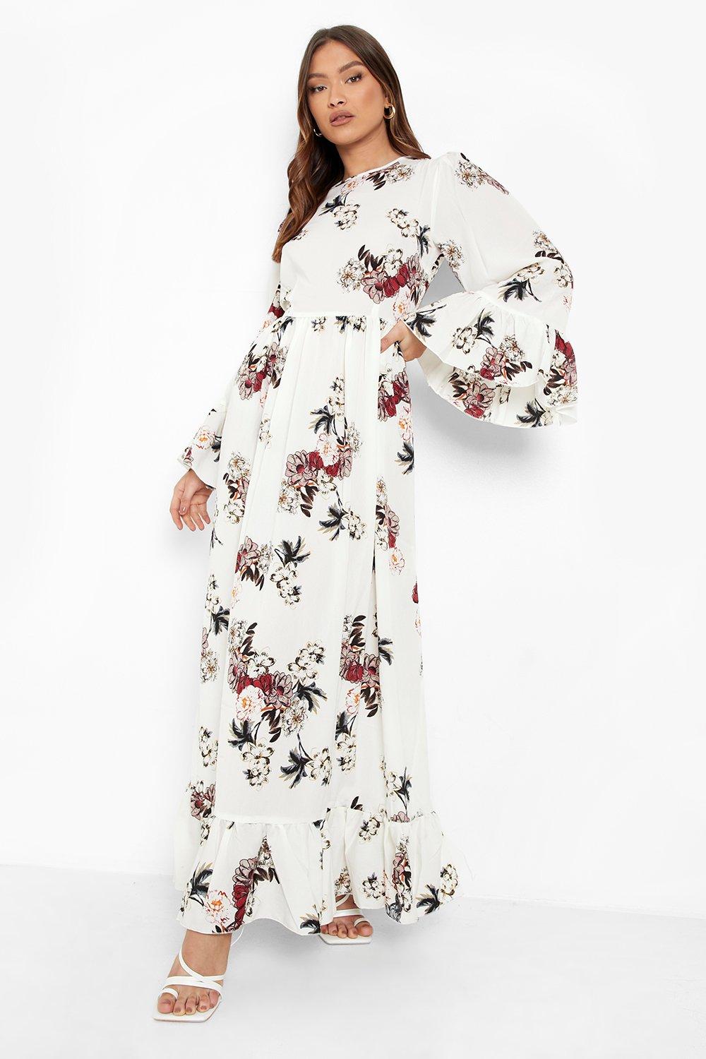 Women's Ruffle Hem and Sleeve Maxi Dress | Boohoo UK