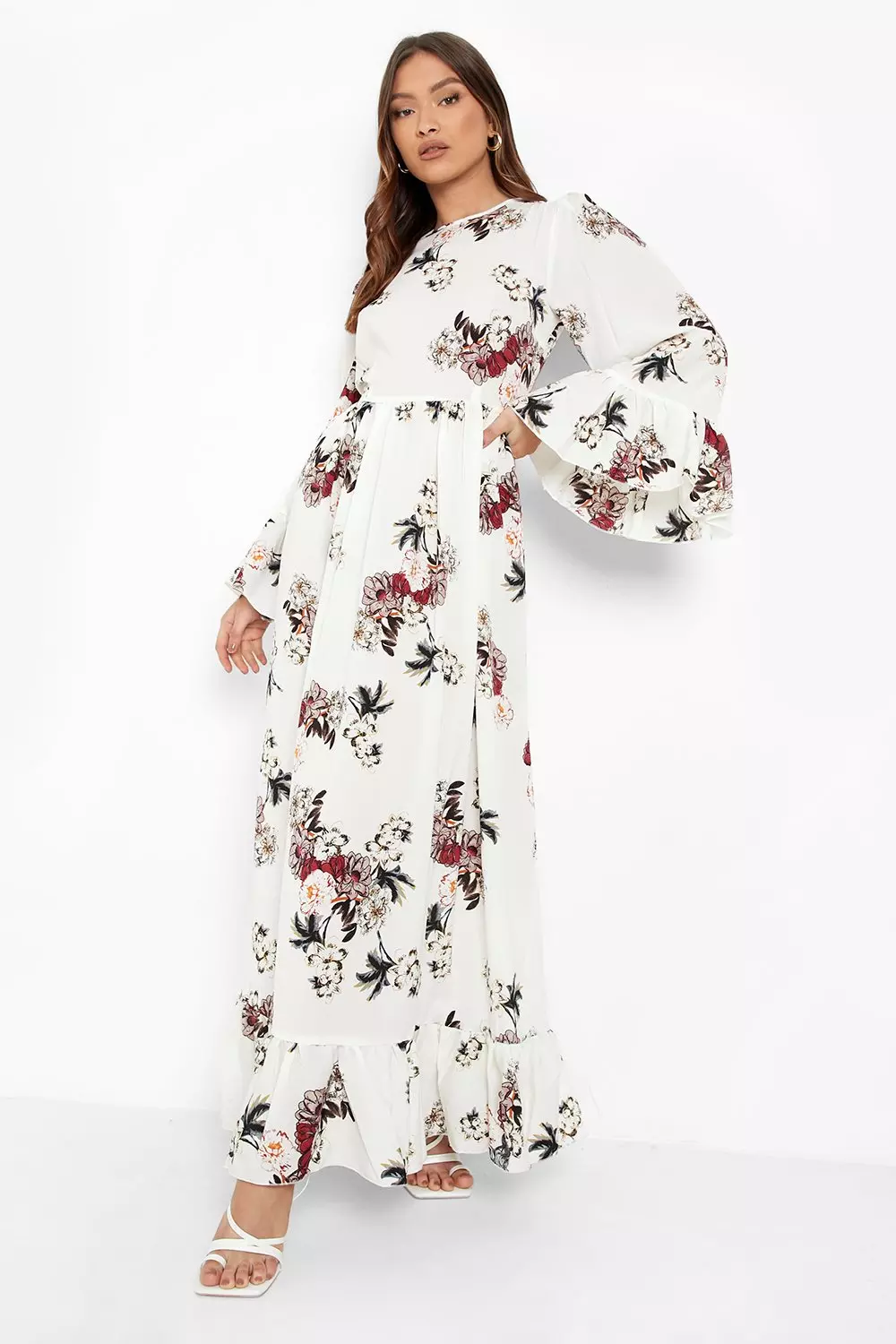 Ruffle hem and sleeve maxi dress top