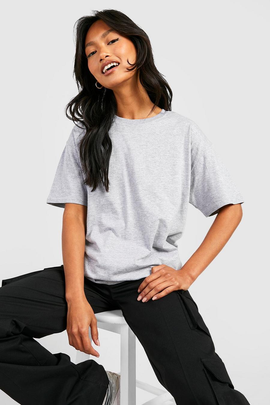 Basic Oversize Boyfriend T-Shirt, Grau meliert grey image number 1