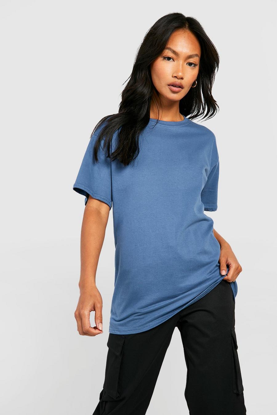 Indigo blue Basic Oversized Boyfriend T-Shirt