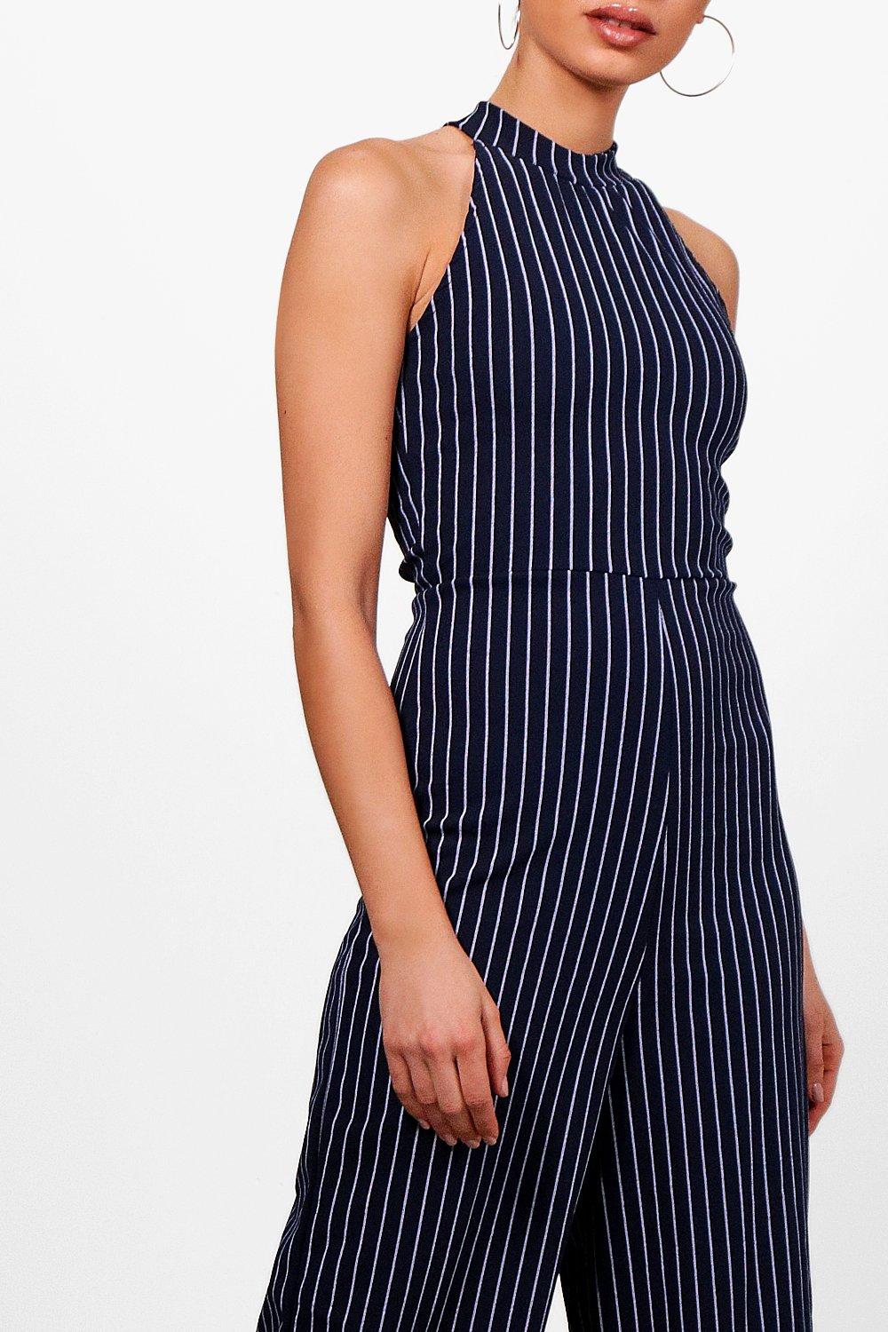 pinstripe culotte jumpsuit