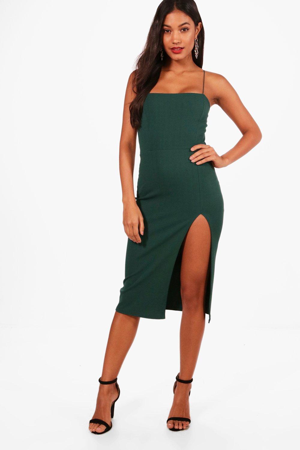 boohoo side split dress