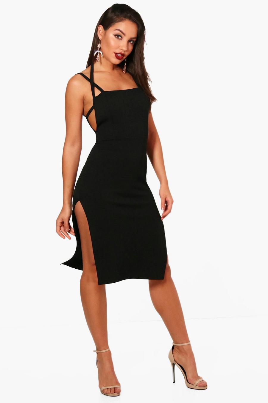 Square Neck Strappy Detail Midi Dress image number 1