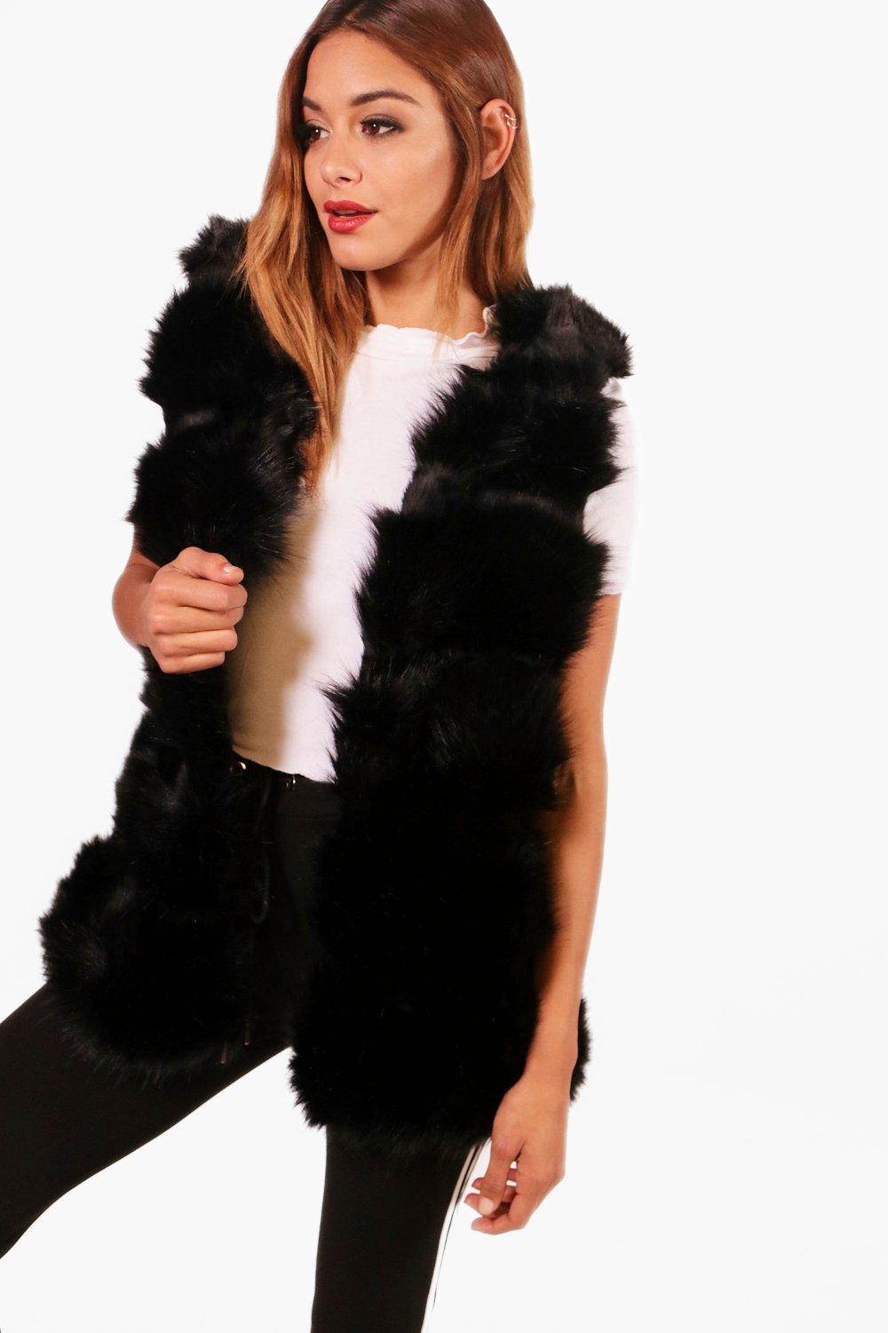 Black fur gilet boohoo sale