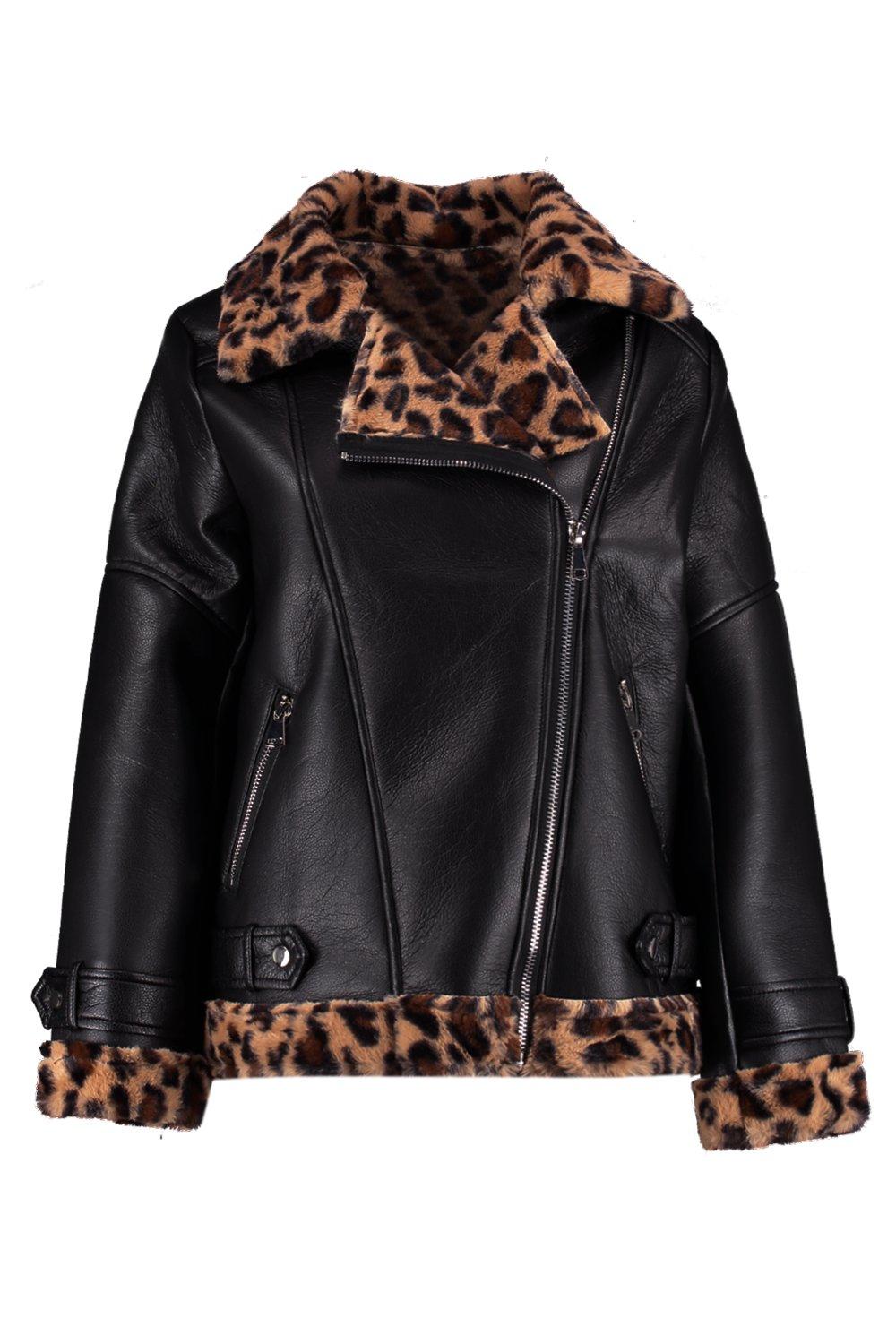 Leopard sale aviator jacket