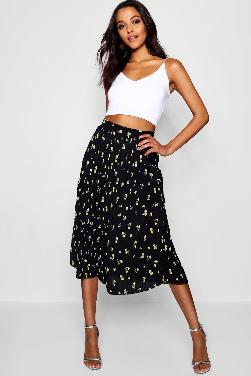 pleated midi skater skirt