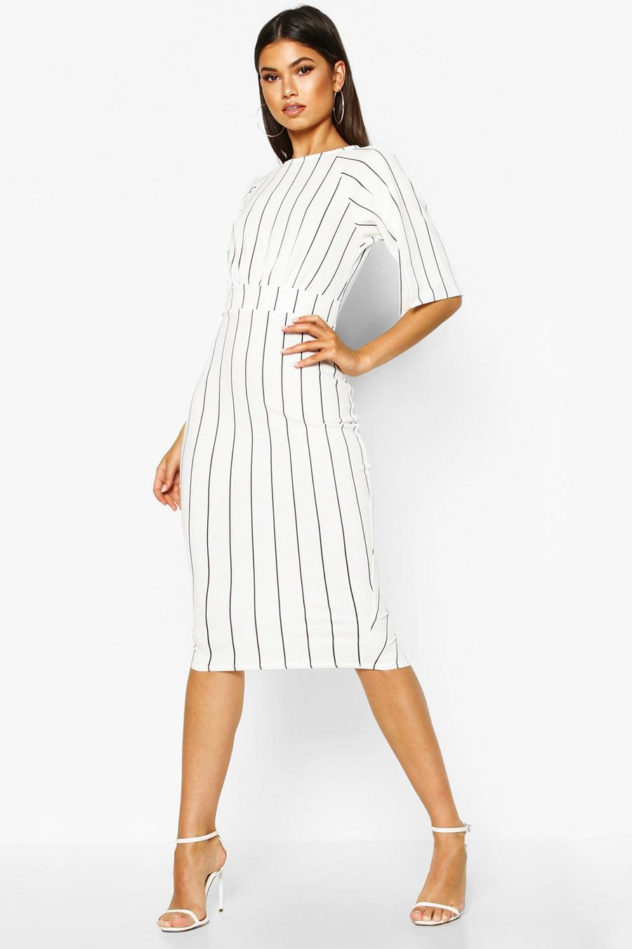 Stripe Split Sleeve Wiggle Midi Dress image number 1