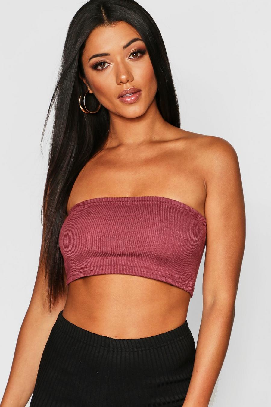Berry Basic Rib Bandeau Top image number 1