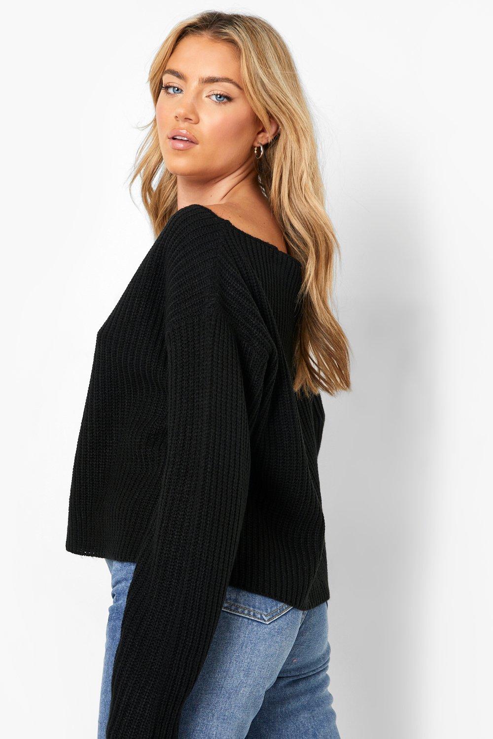 Boohoo off the shoulder jumper best sale