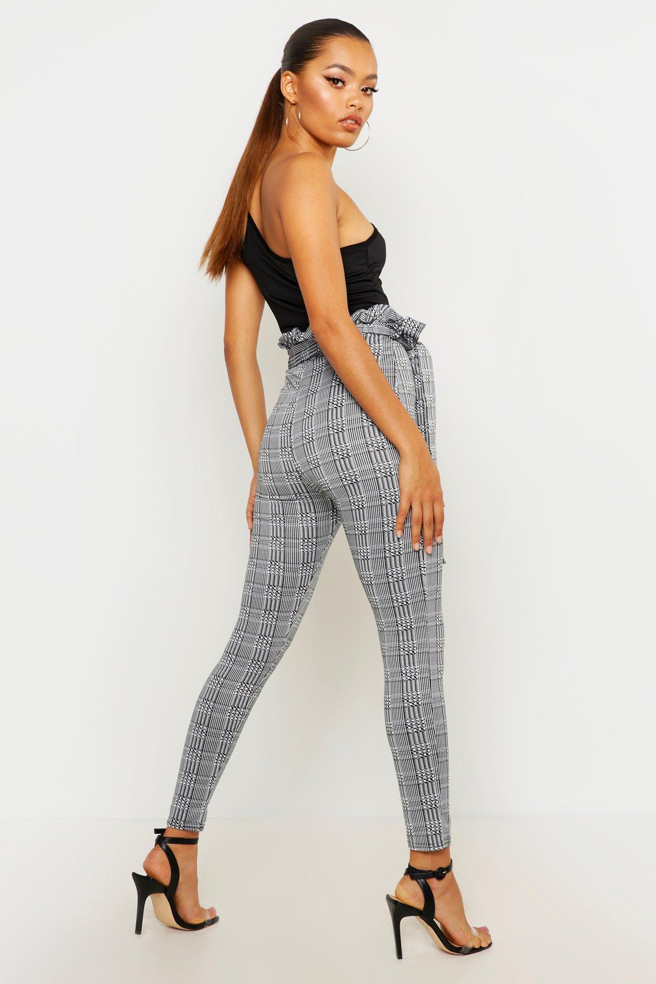 Grey checkered clearance paper bag trousers