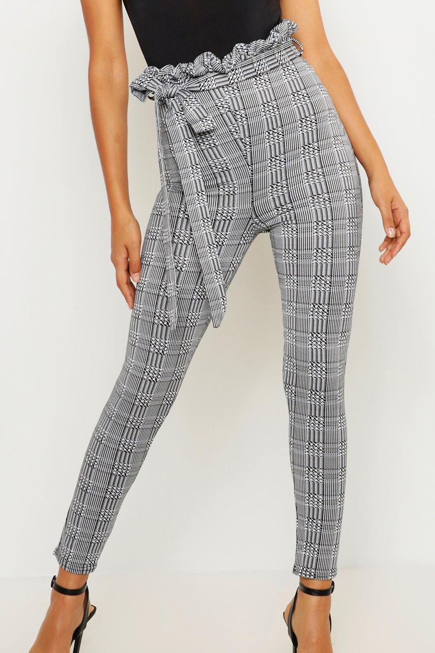 Grey checkered paper 2025 bag trousers