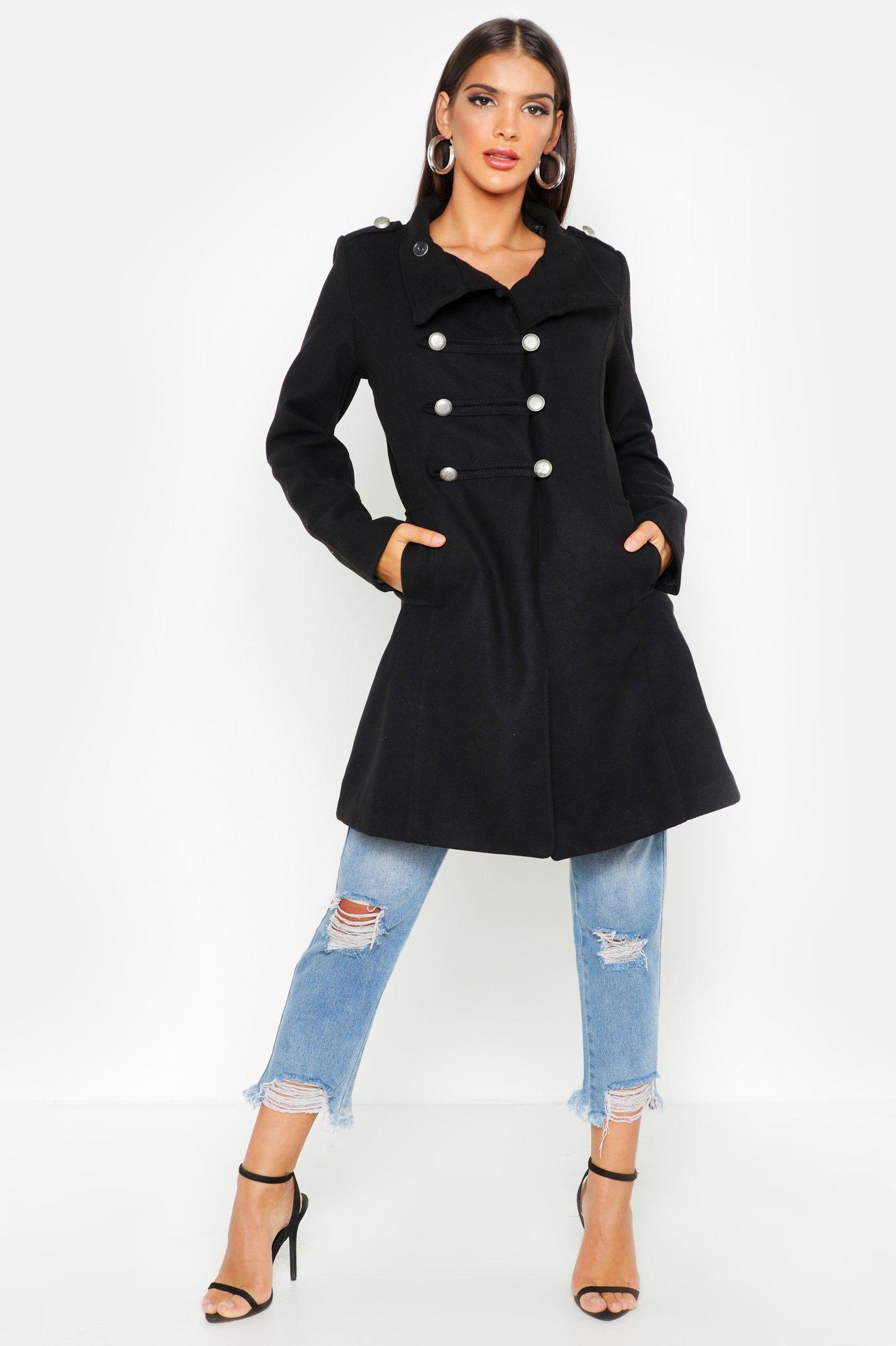 Military Wool Look Coat boohoo