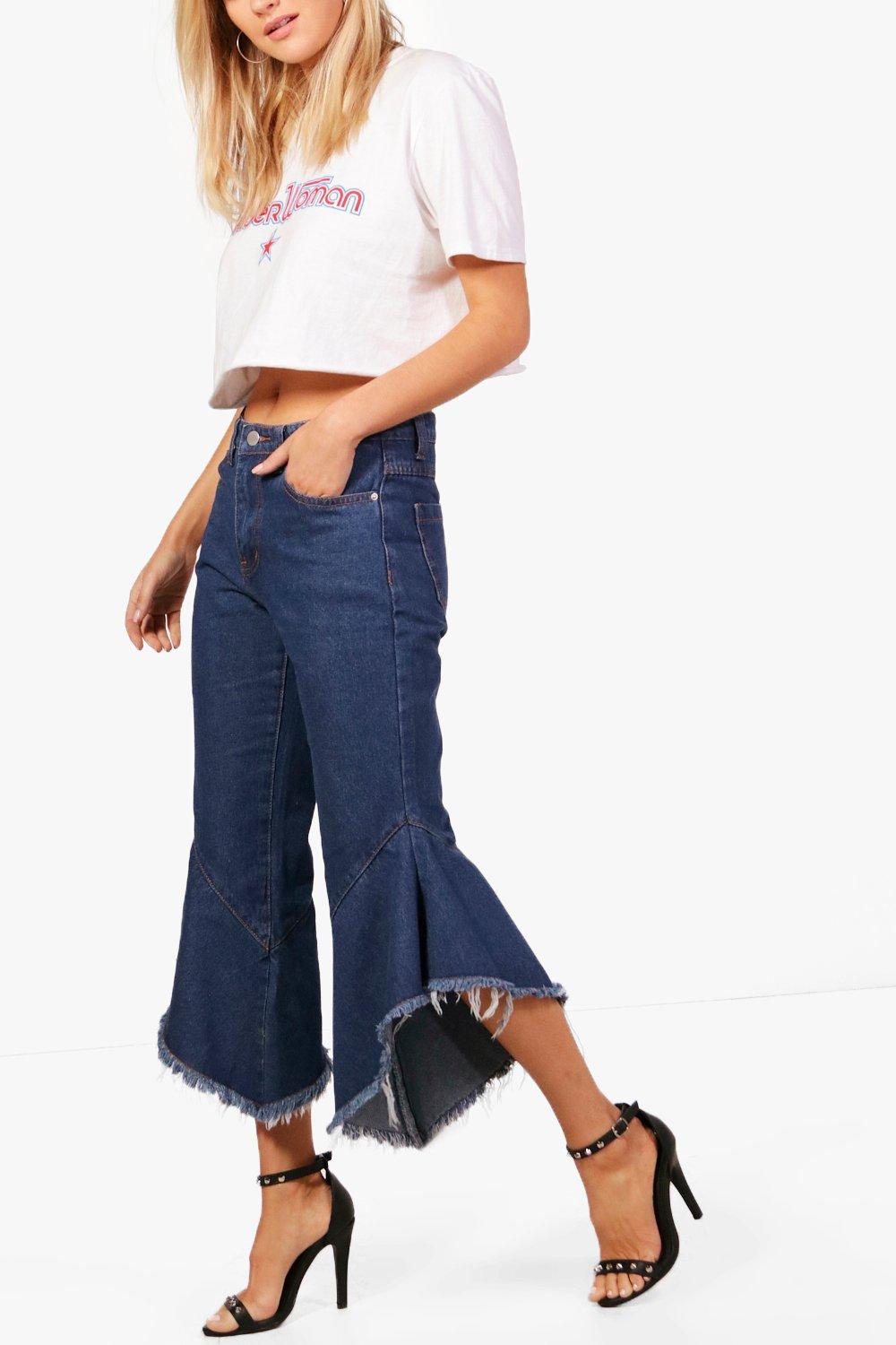 high waisted ruffle jeans