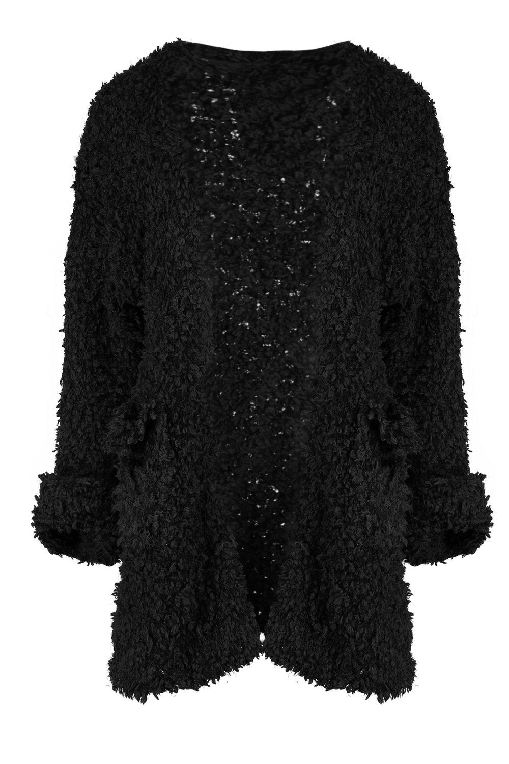 Fluffy Sherpa Knitted Cardigan boohoo NZ
