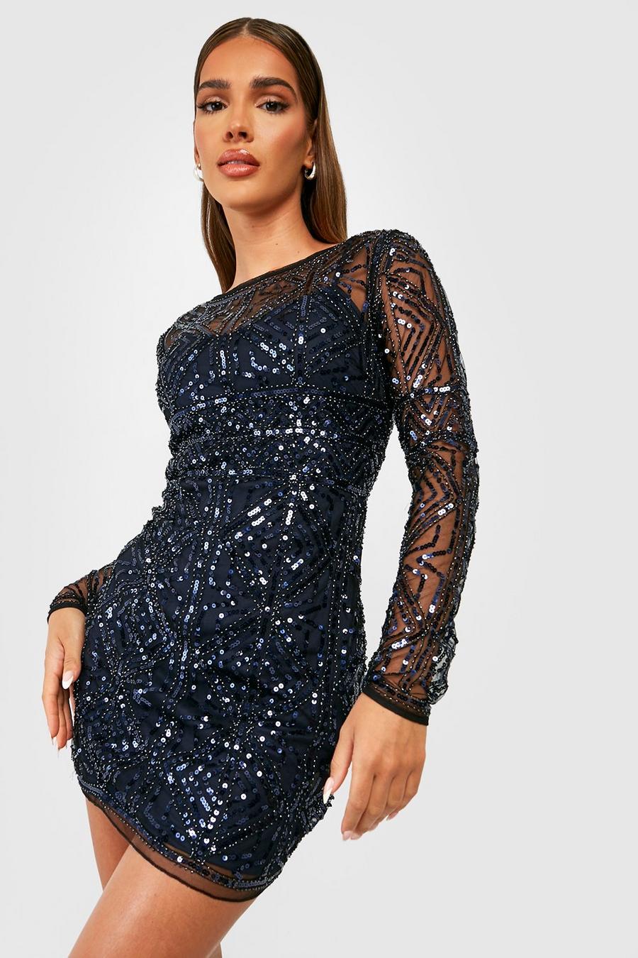 Cobalt azzurro Boutique Embellished Bodycon Party Dress