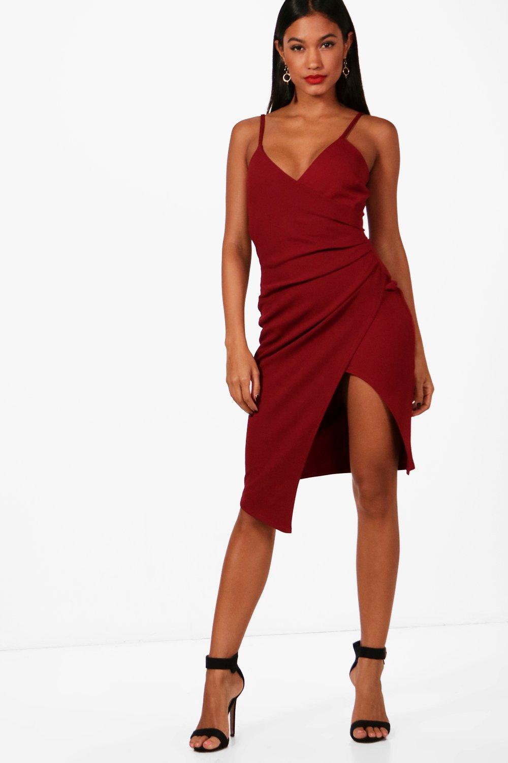 strappy pleated midi dress