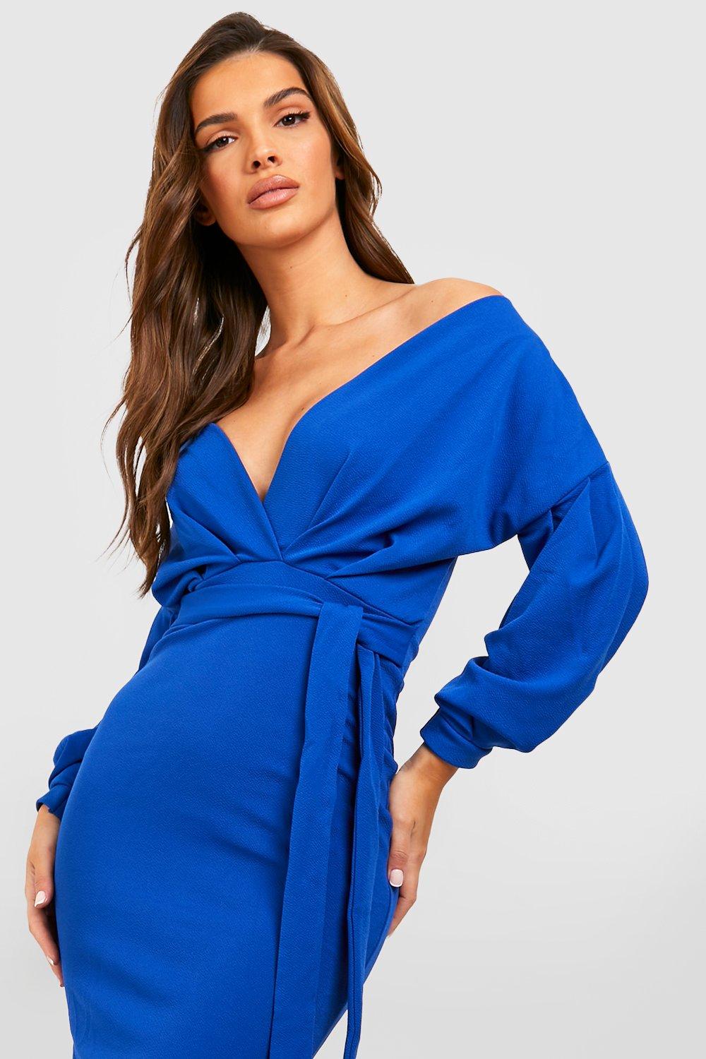 Boohoo blue hotsell wrap dress