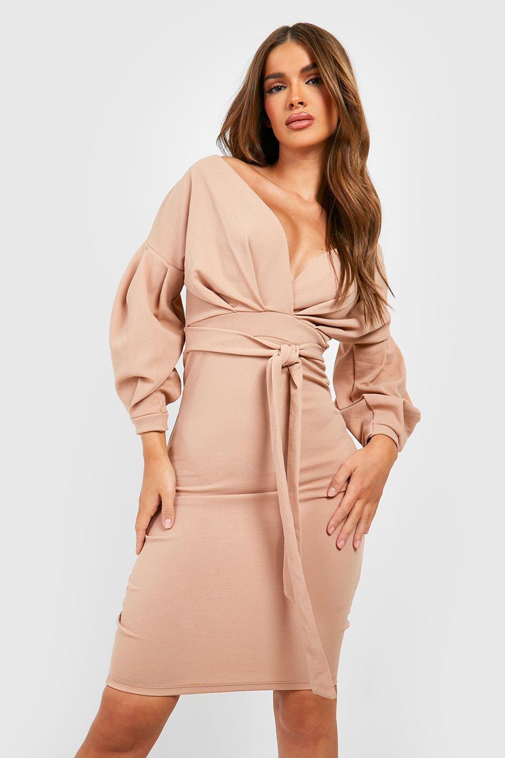 Off the shoulder midi dress outlet boohoo