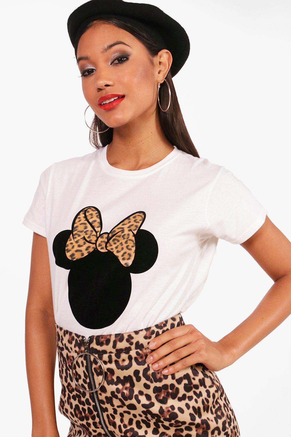 Disney Minnie Leopard Ears T Shirt