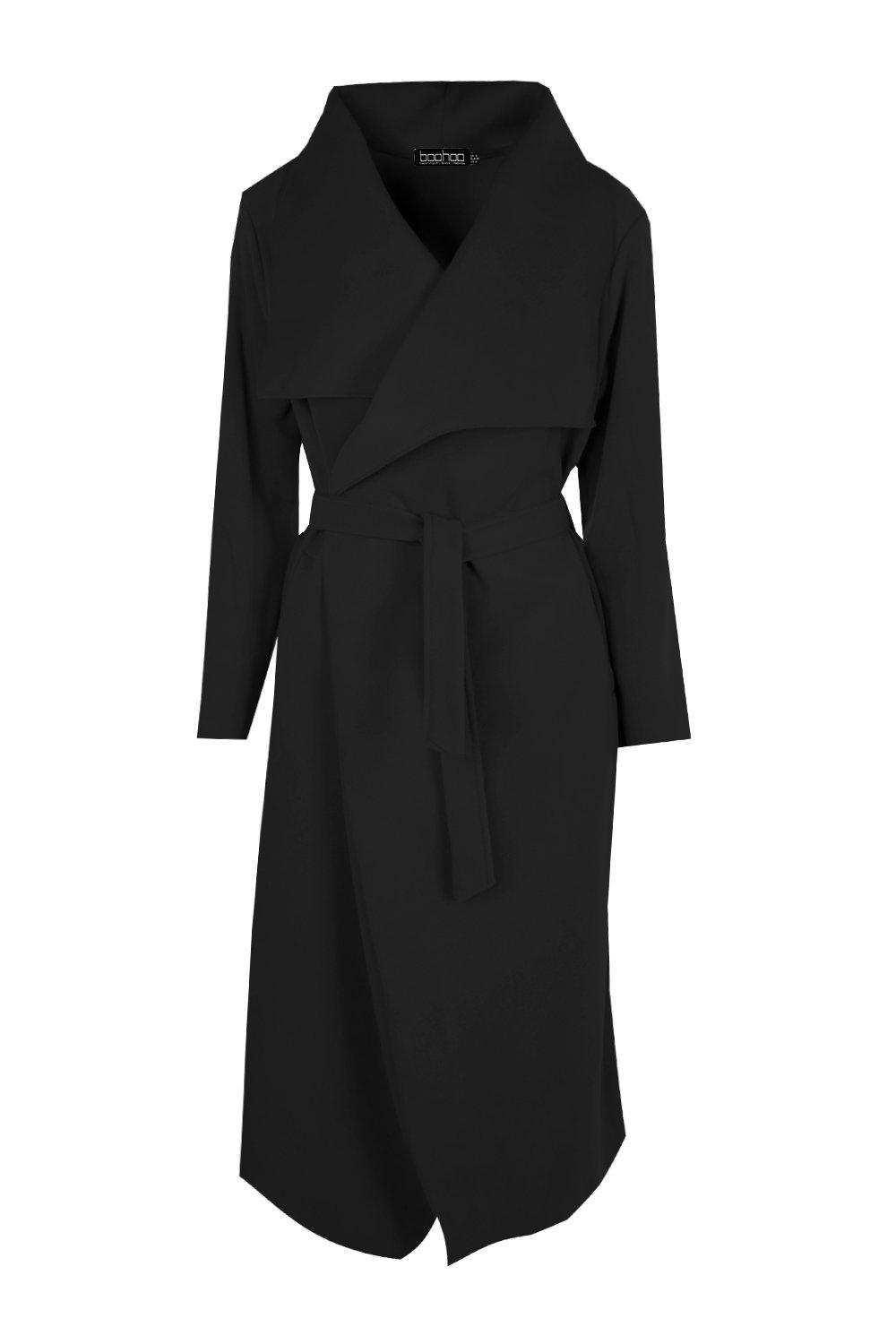 plus size black waterfall coat