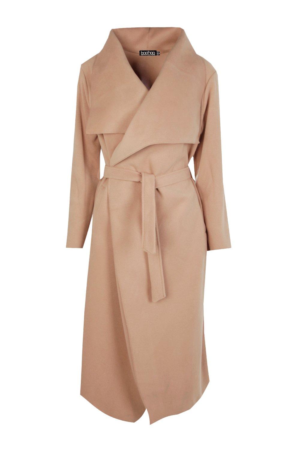 Boohoo belted outlet waterfall coat