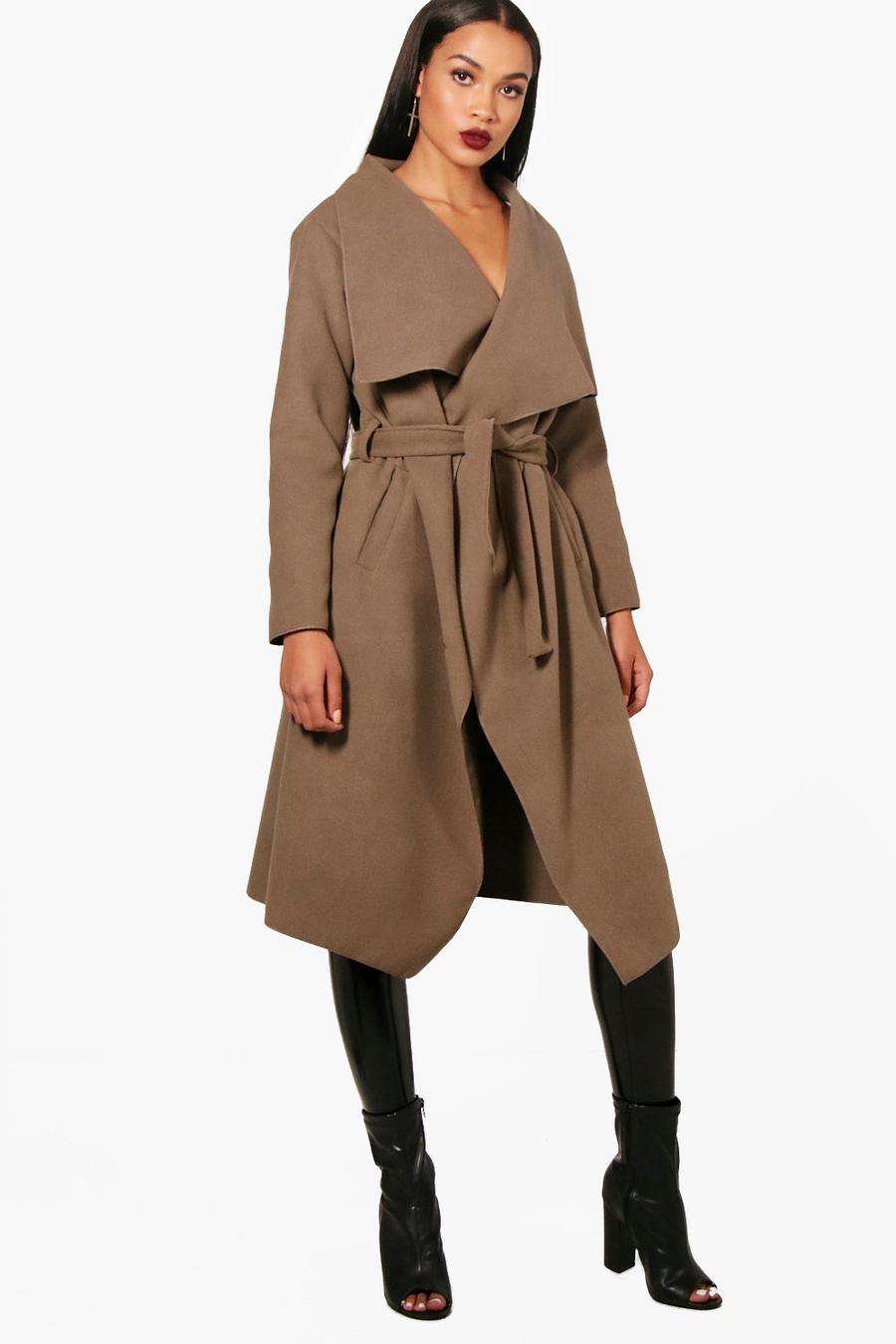 Mocha Belted Waterfall Coat image number 1