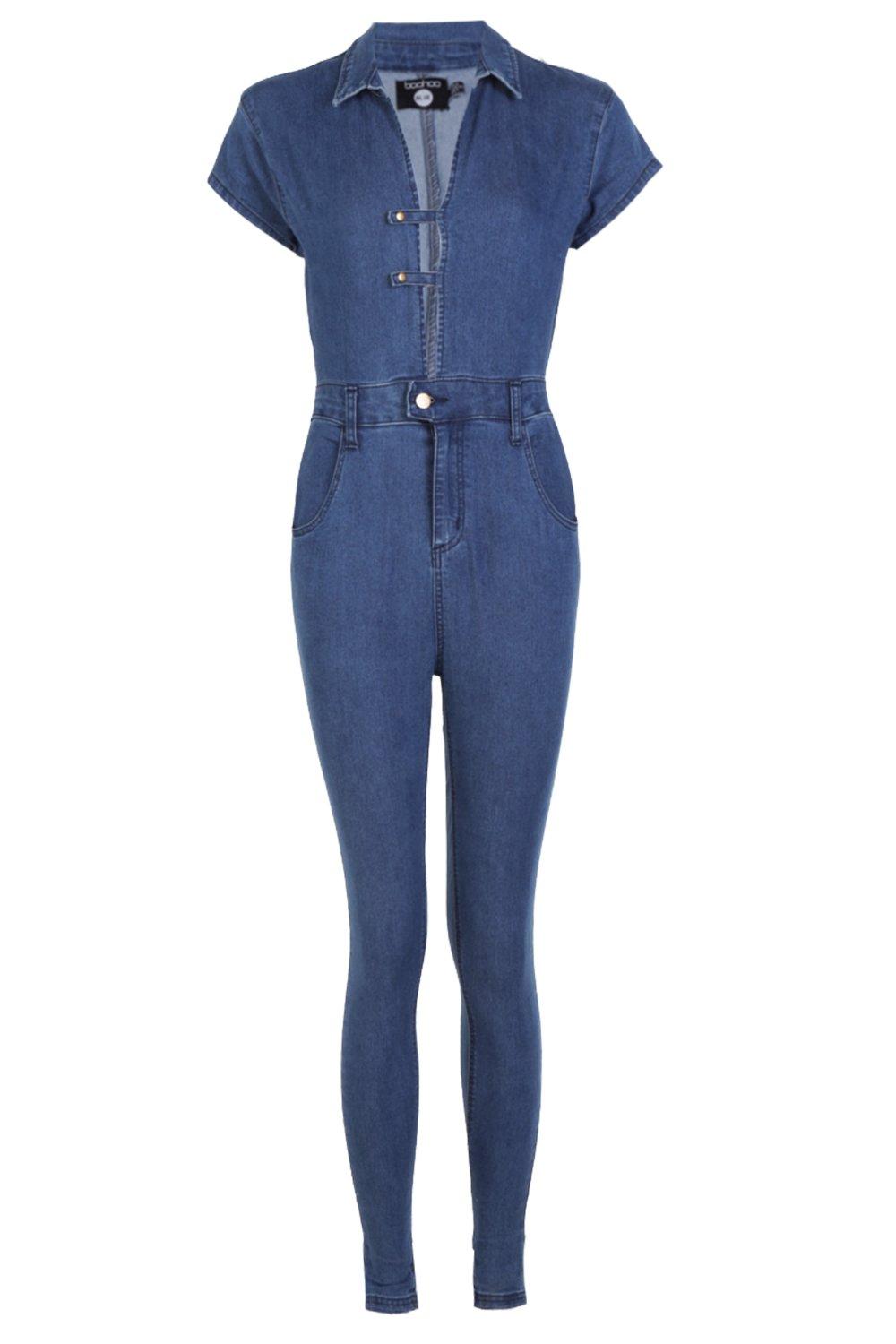 denim jumpsuit boohoo