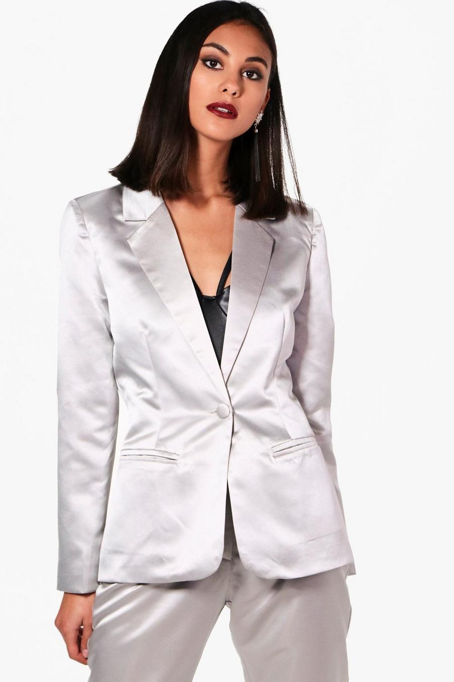 In Metallic-Anzugblazer, Silber image number 1