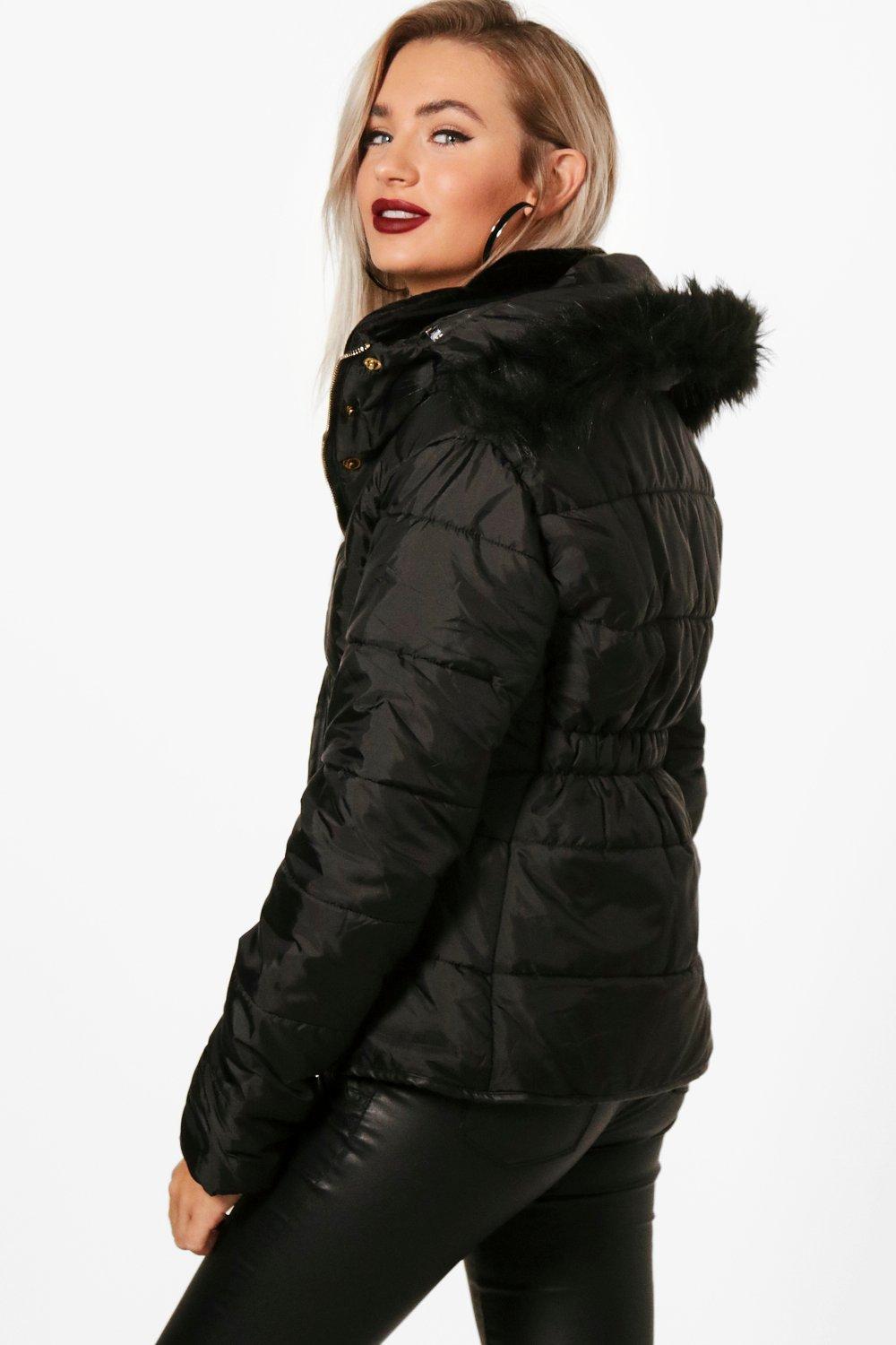 Boohoo quilted 2025 faux fur jacket