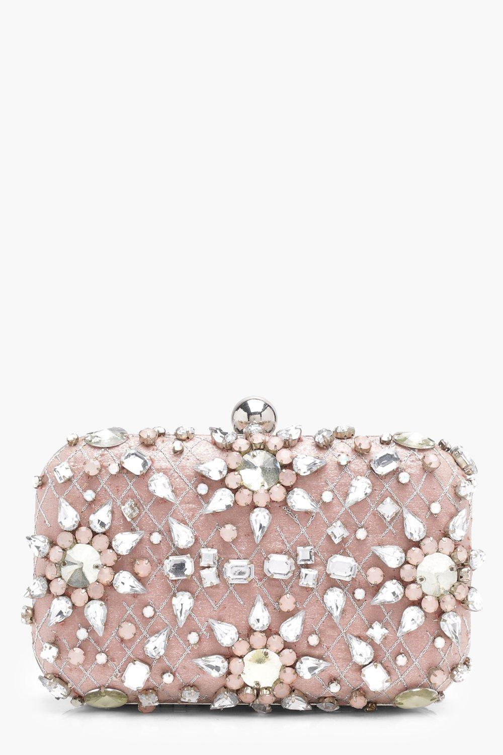 pink diamante clutch bag